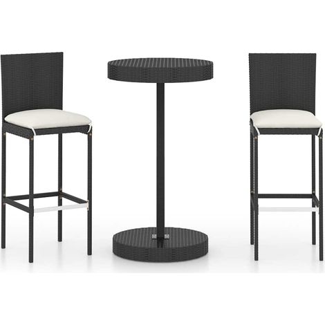 Maison Exclusive - Set Bar da Giardino 3 pz con Cuscini Polyrattan Nero