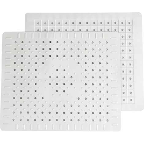 Set di 2 tappetini di drenaggio in gomma bianca per lavello da cucina con foro di scarico (1/5)