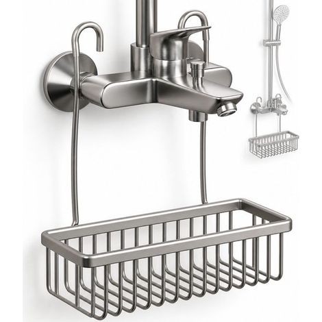 Étagère de douche – Élégante et spacieuse (30 cm) – En acier inoxydable durable (finition gris anthracite/gunmetal) – Pour salle de bain et parois vitrées (1/5)