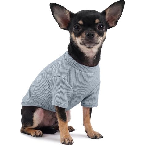 Thin Dog Sweaters for Small Dogs - Lightweight Ribbed Knit Sweater for Dog Shirt Elastic Soft Dog Shirt for Daily Transitional (1/4)
