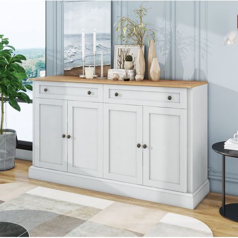 Aparador salón con cajones y baldas ajustables natural OKMYHOME (1/5)