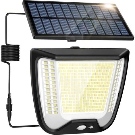 Lampes solaires d'extérieur avec détecteur de mouvement 288 LED - 3 modes Lampe solaire d'extérieur IP65 résistante aux intempéries Lampe d'extérieur avec détecteur
