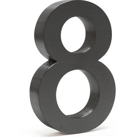 Wiltec Numero civico "8" 3D Arial 20 cm antracite acciaio uso esterno, incl materiale di montaggio