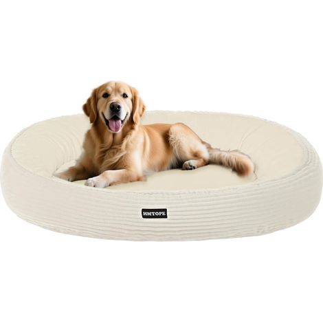 Hundebett rund Ø100cm beige, waschbar, mit Stützkanten, für große Hunde