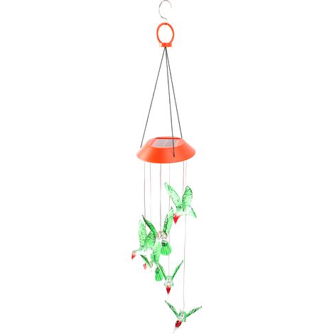 Lanterne solaire extérieur rouge colibri, carillon lumineux coloré étanche LED avec crochet suspendu, décoration jardin (1/5)