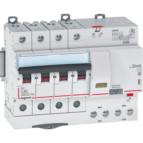 Legrand – Disjoncteur différentiel 40A 30mA 4 pôles courbe C – Tension 400V – Arrivée haute par bornes à vis – Départ automatique – Immunisé contre déclenchements intempestifs (1/3)