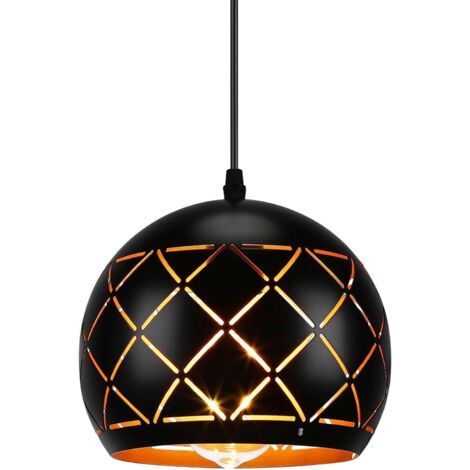 Suspension Luminaire Industrielle Luminaire Abat Jour Suspension Lamp Noir Or Éclairage de Plafond Lampe Cage pour Salon Chambre Salle à Manger [Classe énergétique A++] (1/5)