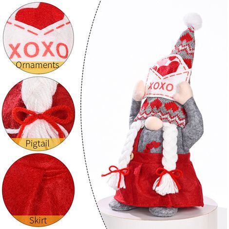 Valentinstag-Puppe ohne Gesicht, Elfen-Gnom-Puppe für Paare, Spielzeug für Zuhause, Fenster, Kamin, Zimmerdekoration, Weihnachtsgeschenke (1/5)
