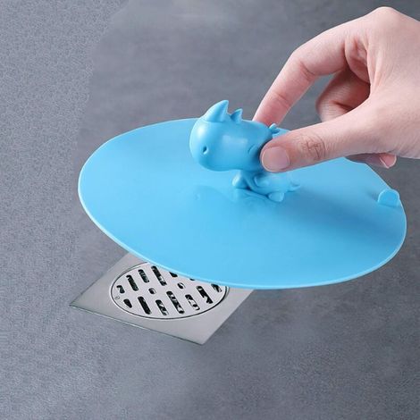 Tappo universale in silicone per vasca/lavandino, 15 x 15 cm, stile cartone animato, blu. (1/4)