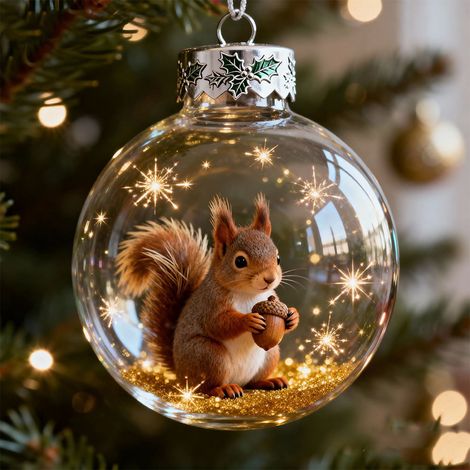 Boule Décorative En Verre - Boule À Flocon De Neige Avec Figurine Animale 3D - Décoration Hivernale Pour Arbre De Noël Et Rétroviseur Automobile - Lot De 5 (1/2)