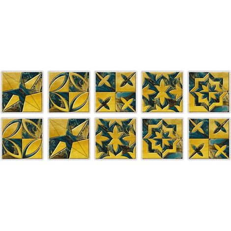 10 pegatinas decorativas para azulejos, 15x15cm, Adhesivos autoadhesivos azulejos, Azulejos autoadhesivos, Adhesivos suelos, Verde hierba, azul (1/5)