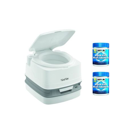 PACK THETFORD Toilette Portable 100% Autonome 12 Litres + 2x15 Sachets Traitement des Matières Camping-Car