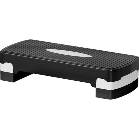 Stepper aerobic fitness hauteur reglable 2 niveaux surface antiderapante PP 68 x 29 x 15 cm noir et gris (1/5)