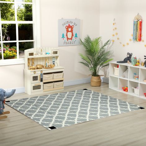 Faltbare und wendbare Babyspielmatte, dicke Schaumstoffmatte, 202 x 180,5 x 1 cm, mehrfarbig