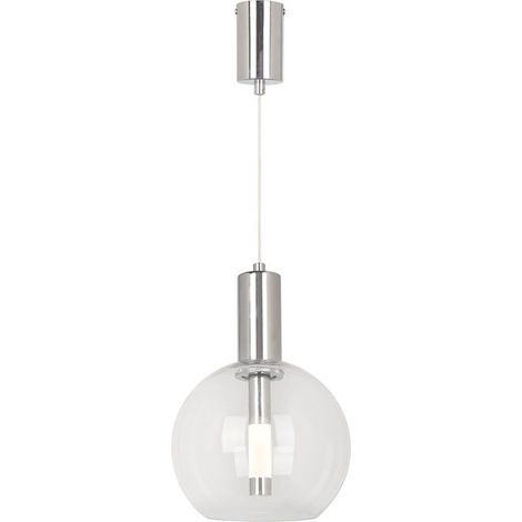 Lámpara colgante LED V-TAC de 5 W, esfera de cristal, 200 x 1905 mm, color acero, blanco cálido