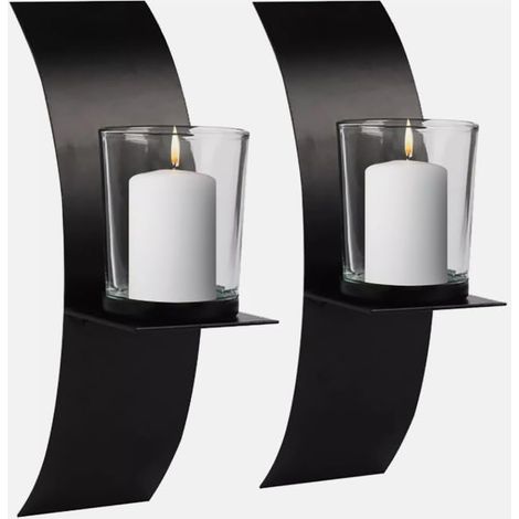 1 paire de chandeliers en fer de haute qualité pour mariages, événements, aromathérapie, spas, Reiki, noir