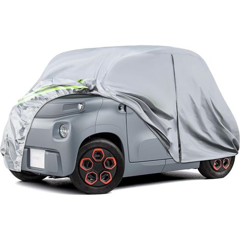 Couverture de Voiture Remplacement pour Ami/Rocks-e/Electric/Topolino 2020-2024, Bâche Voiture Garage Complet étanche Bandes Réfléchissantes, Protection Anti-UV, Argent (1/5)