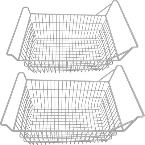 Lot de 2 paniers de rangement en fil métallique pour congélateur coffre, avec poignées réglables en hauteur, pour cuisine, garde-manger et placard (50 x 24 cm / 19,7 x 9,4 pouces). (1/5)