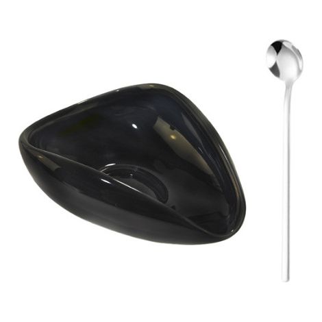 Plat à haricots noirs + cuillère à mélanger en argentPlateau doseur pour grains de café, balance, coupelle à grains, tasse doseuse en céramique pour café moulu, coupelle pour grains verts, plateau de (1/5)