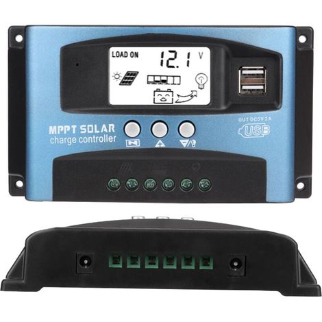 1 Contrôleur de charge solaire MPPT 50A, double port USB, écran LCD, 12V/24V, pour batterie (1/5)