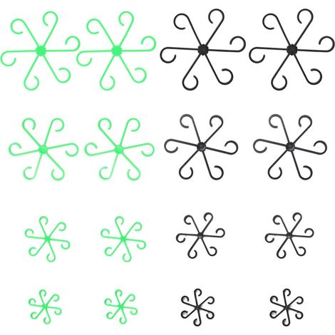 Juego de 16 soportes para plantas trepadoras como Monstera, Alocasia, tomates y hortensias, soportes para plantas de interior, clips resistentes, color negro y verde (1/5)