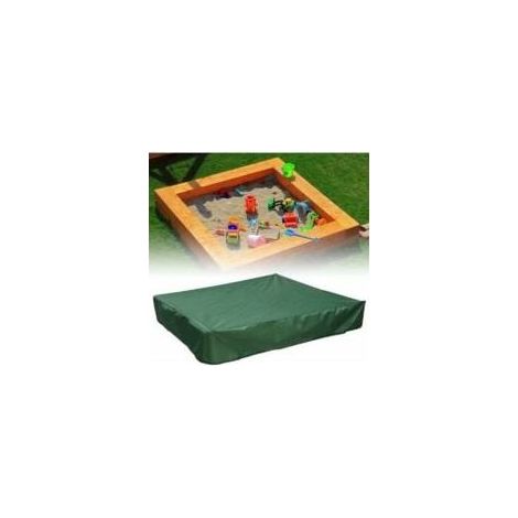 Bâche bac à Sable 120x120 cm Housse Protection Étanche UV Protection 70% pour bac à Sable Oxford avec Cordon de Serrage, Vert Bâche (1/5)