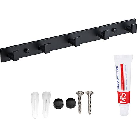 Gancho en S de Aluminio, Resistente y con Instalación Adhesiva o con Tornillos, para Organizar Toallas y Ropa en Baño y Cocina (1/5)