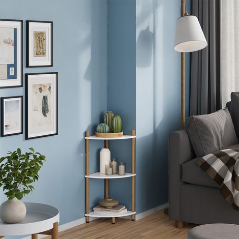 Estante de esquina Bivio, Blanco/pino, 29 x 72 cm con 3 compartimentos, Vicco (1/5)