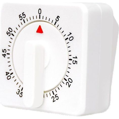 Horloge de cuisine mécanique de 60 minutes, minuteur visuel carré blanc avec alarme forte - Blanc-Crezuo