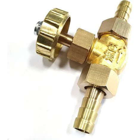 JSSEVN - 1/4 inch Brass Needle Valve Propane Butane Barbed Gas Regulator 1 MPa (1/5)