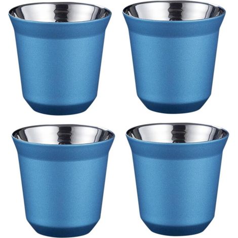 Set mit 4 doppelwandigen, isolierten Espressotassen aus Edelstahl, 80 ml, kompatibel mit Pixie-Kaffeekapseln. (1/5)