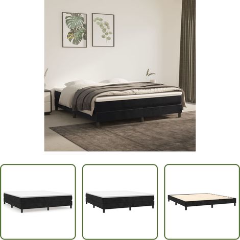 vidaXL Matelas - Cadre de lit à lattes noir 160x200 cm velours (1/5)