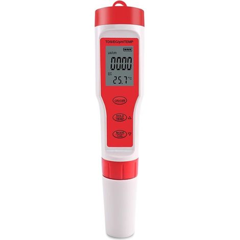 Misuratore portatile 4 in 1 di pH/TDS/EC/temperatura con compensazione della temperatura e spegnimento automatico per piscine, acqua potabile e acquari. (1/4)
