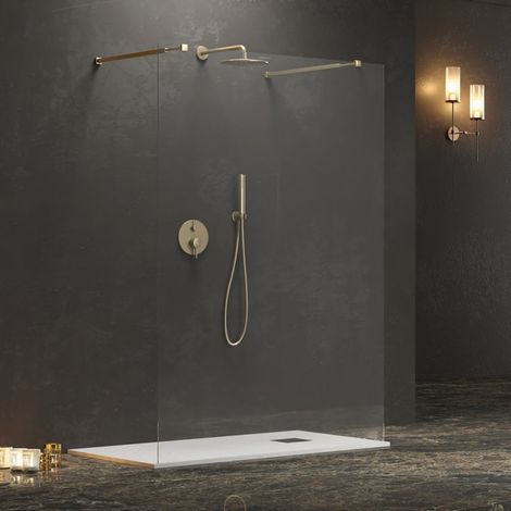 Parete doccia walk-in 150cm staffe dorate KW3000R kamalu (1/5)
