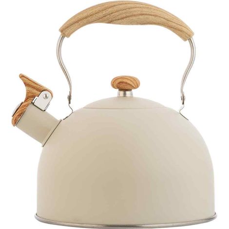 Hervidor silbante, acero inoxidable, capacidad de 2,5 L, compatible con inducción y gas, para toda la familia. (1/5)