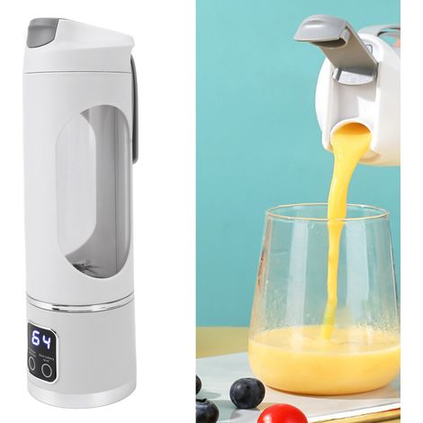 Licuadora portátil + recargable por USB + 450 ml: Licuadora con extractor de jugo recargable por USB de 450 ml, fabricada en ABS, silicona y acero inoxidable, con una velocidad de 15.000 rpm, ideal pa (1/5)