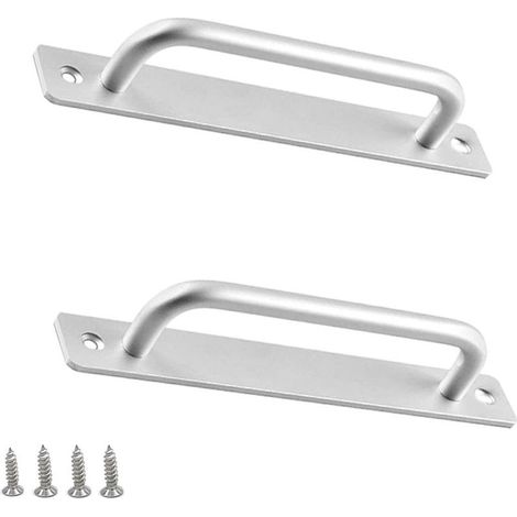 Set di 2 maniglie per porte, maniglia a tirante per porta scorrevole, maniglie per ante di armadi in lega di alluminio, maniglia per mobili con viti, decorazione per la casa per ante di armadi, argent (1/4)