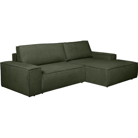 Divano letto in Tessuto testurizzato Verde - Angolo a destra - AMELIA (1/5)