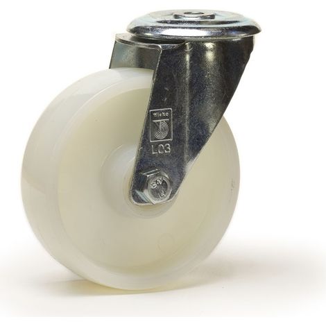 Roulette à oeil pivotante diamètre 125 mm roue polyamide blanc - 150 Kg (1/2)