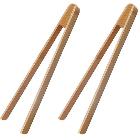 2 Pinces à toast,Bambou,25 cm,Réutilisables,Cuisine,Grill,Pique-nique (1/5)