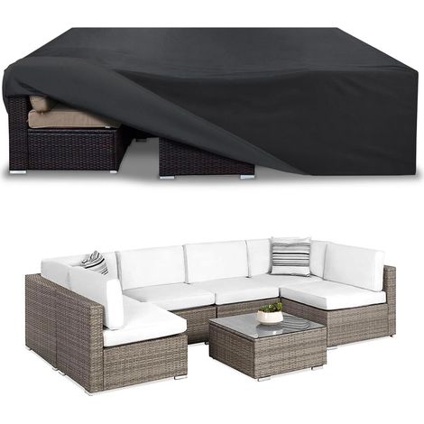 Wasserdichte Schutzhülle für Gartensofa 98in, Outdoor Möbel-Protektor, Schwarz