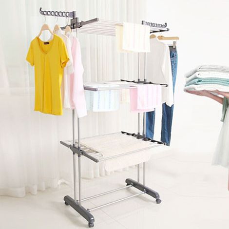 Étendoir à linge pliable extra large à 3 niveaux pour intérieur et extérieur (1/5)