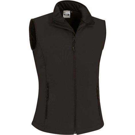 Chaleco de mujer con cuello alto y corte entallado de tejido softshell CANDICE XL Negro