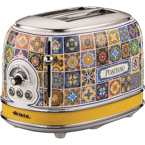 Ariete 551/1 Positano 2 Slice Toaster, Vintage Italian Tile Design, Defrost & 6 Toasting Functions (1/4)