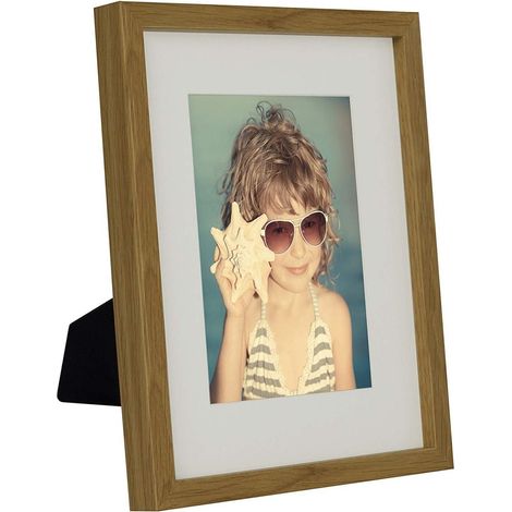 Cornice portafoto 20x25 cm passe-partout 13x18 cm da appoggio e da appendere in rovere BD art