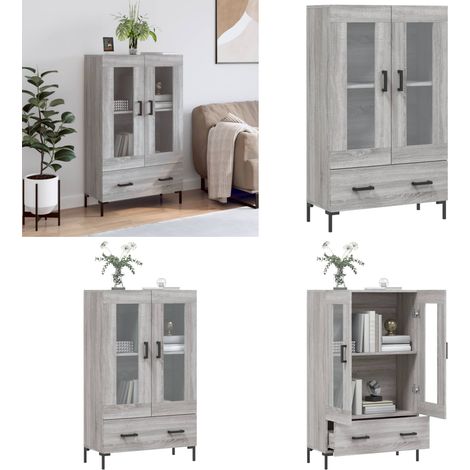 Buffet haut sonoma gris 69,5x31x115 cm bois d'ingénierie - Buffet Design Moderne - Meuble Rangement - Armoire Salon - Buffet Cuisine - Meuble Entrée - Home & Living