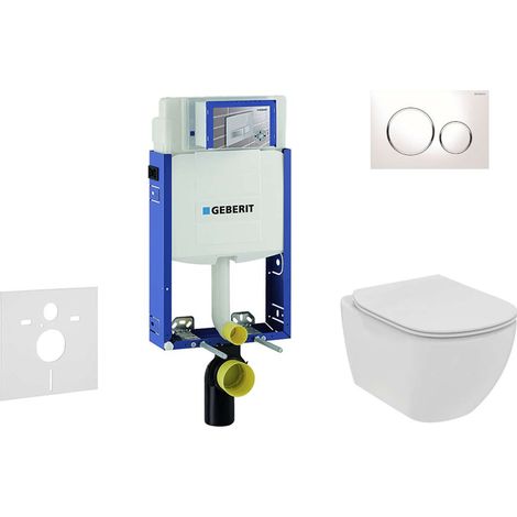 Geberit Kombifix - Set von Vorwandelement, Wand-WC und WC-Sitz Ideal Standard Tesi, Betätigungsplatte Sigma 20, Rimless, SoftClose, weiß/Chrom 110.302.00.5 NE4 (1/5)