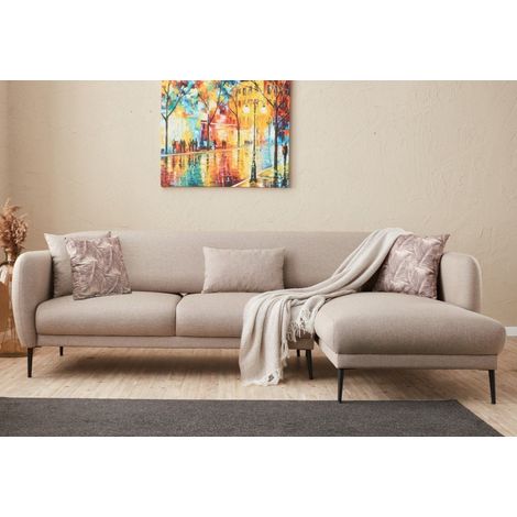 Rechtes Ecksofa mit Schlaffunktion Venus Cream
