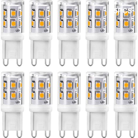 Ampoule LED G9 Dimmable, Ampoule Dimmable Blanc Chaud 360°, Ampoule LED G9 5W (420 Lumens), Paquet de 10 Ampoules G9 LED