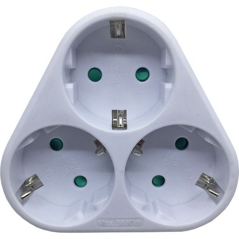 Multiprise Triplite 3x16A Triangulaire - Blanc-Norme européenne de prise 1 à 3 (1/5)